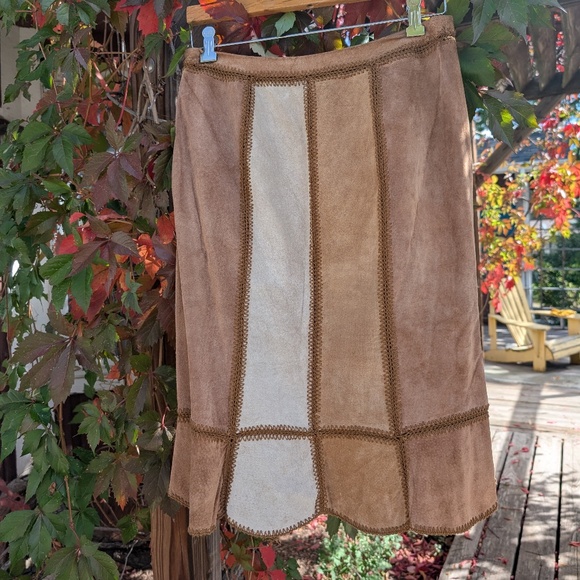 Y2K genuine leather striped Express skirt - Picture 1 of 8